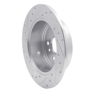 Toyota Highlander Brake Rotor (1) - Rear Right - R1 Concepts - Drilled & Slotted - Silver - `08-`13